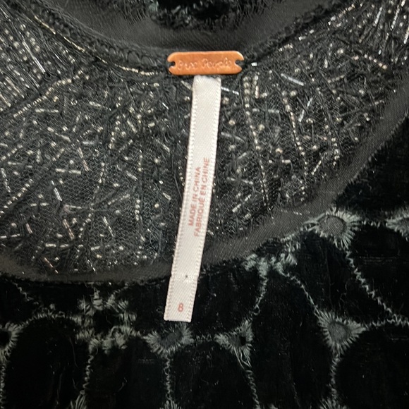 FREE PEOPLE black velvet beaded neck shift dress - Picture 15 of 16